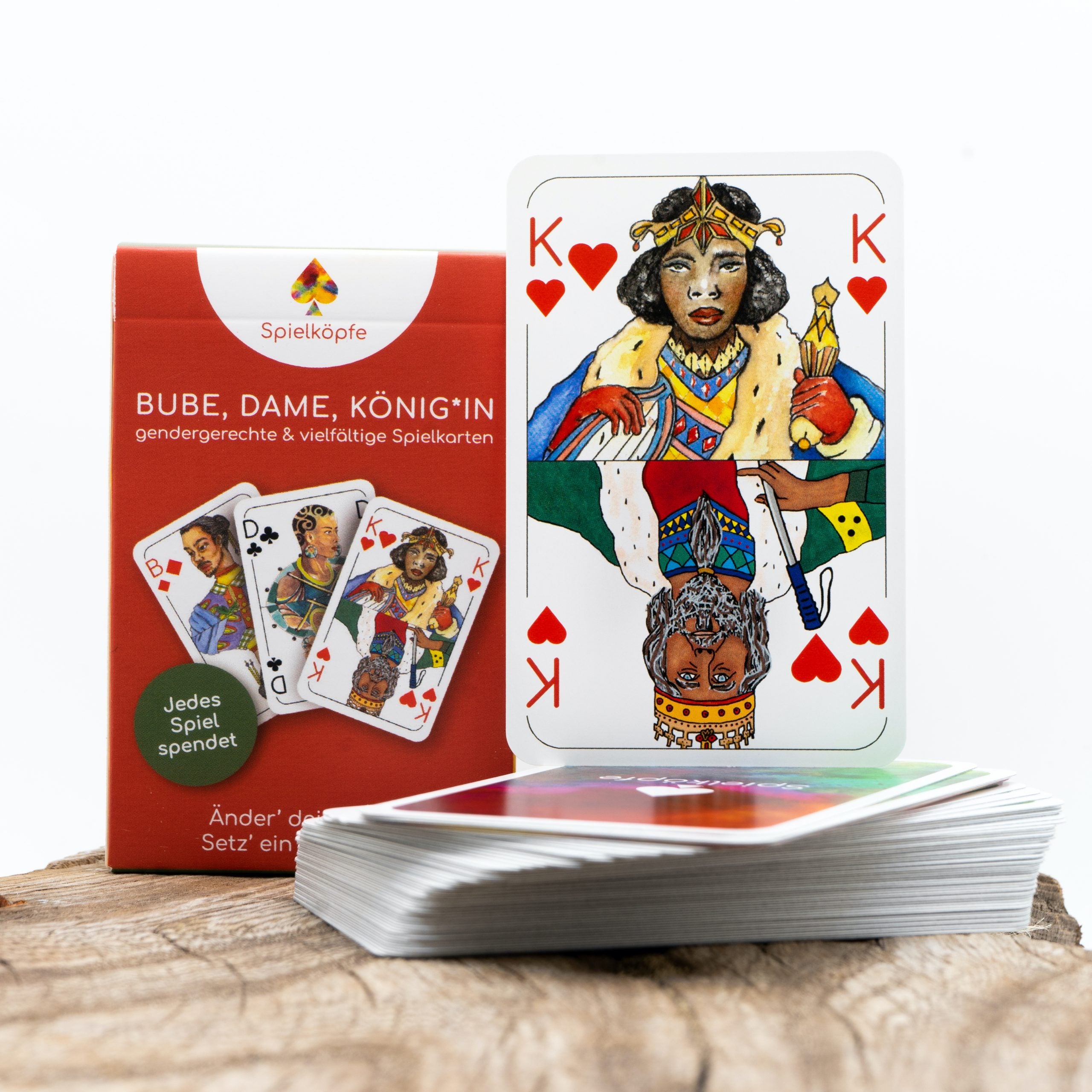 Bube, Dame, König*in Spielkarten (Rommé)