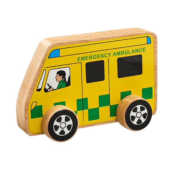 Holzspielzeug: Gelber Krankenwagen