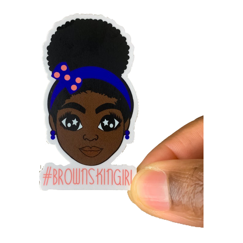 Sticker: #brownskingirl mit blauem Haarreifen (groß)