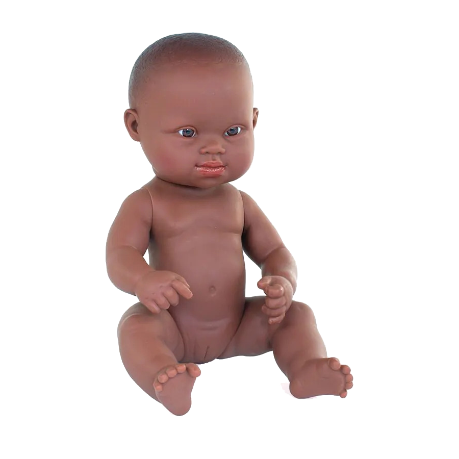 Schwarze Babypuppe mit Downsyndrom (Mädchen)
