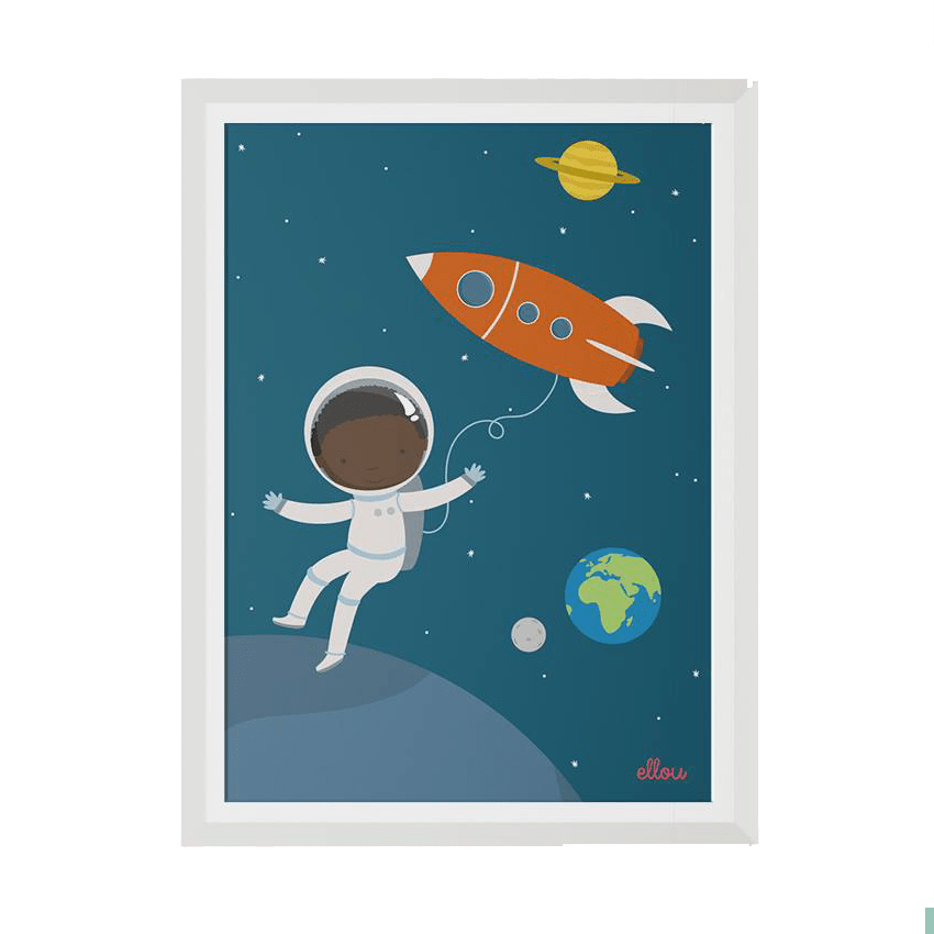 Poster Schwarzer Astronaut, darkskinned (A4)