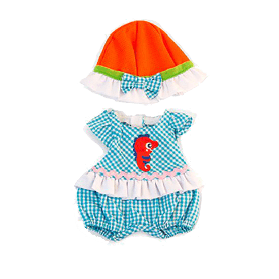 Puppenkleidung: Kariertes Sommeroutfit (32 cm)